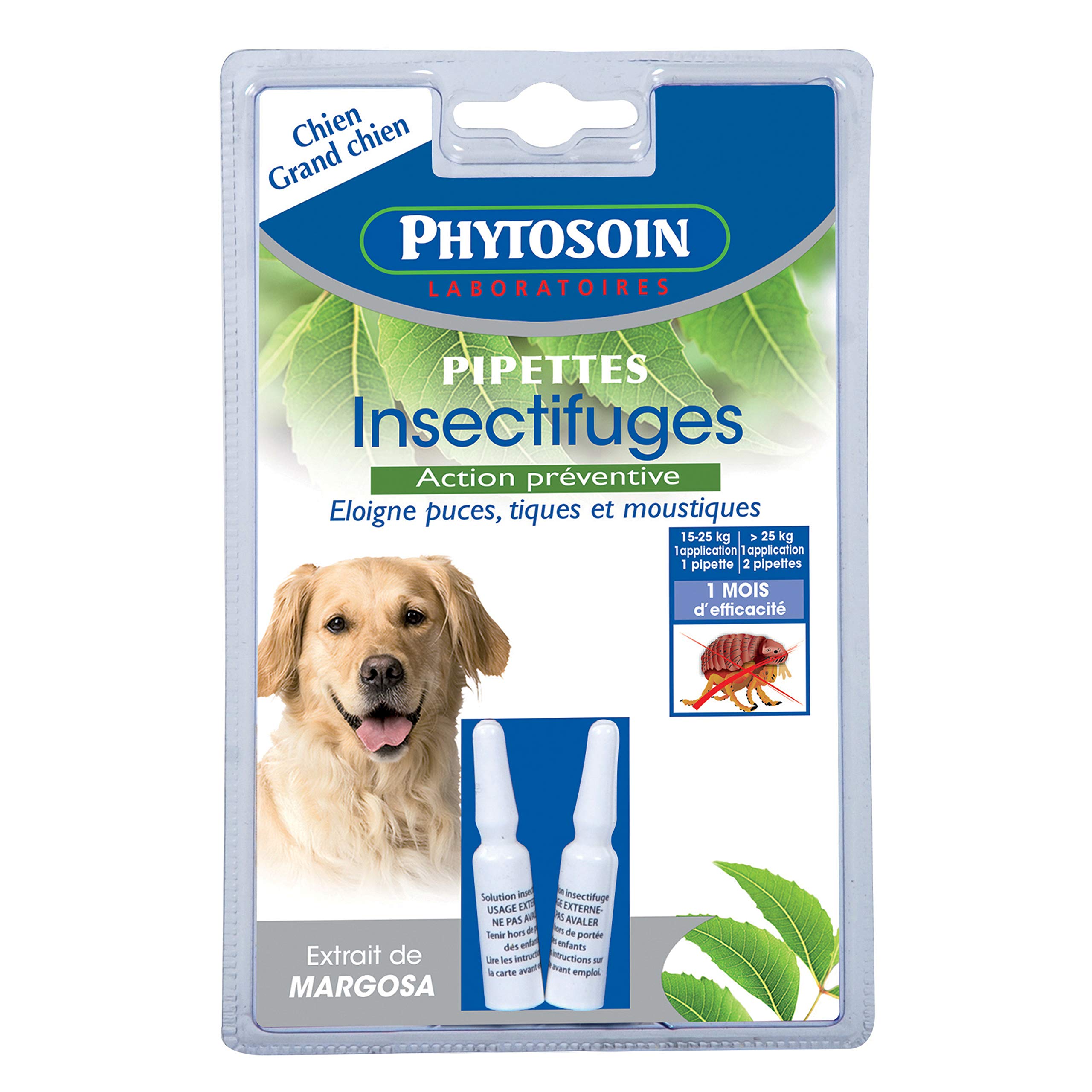 Phytosoin 095036 - Pipetas Repelente de Insectos para Perros medianos y Grandes (2 Unidades)