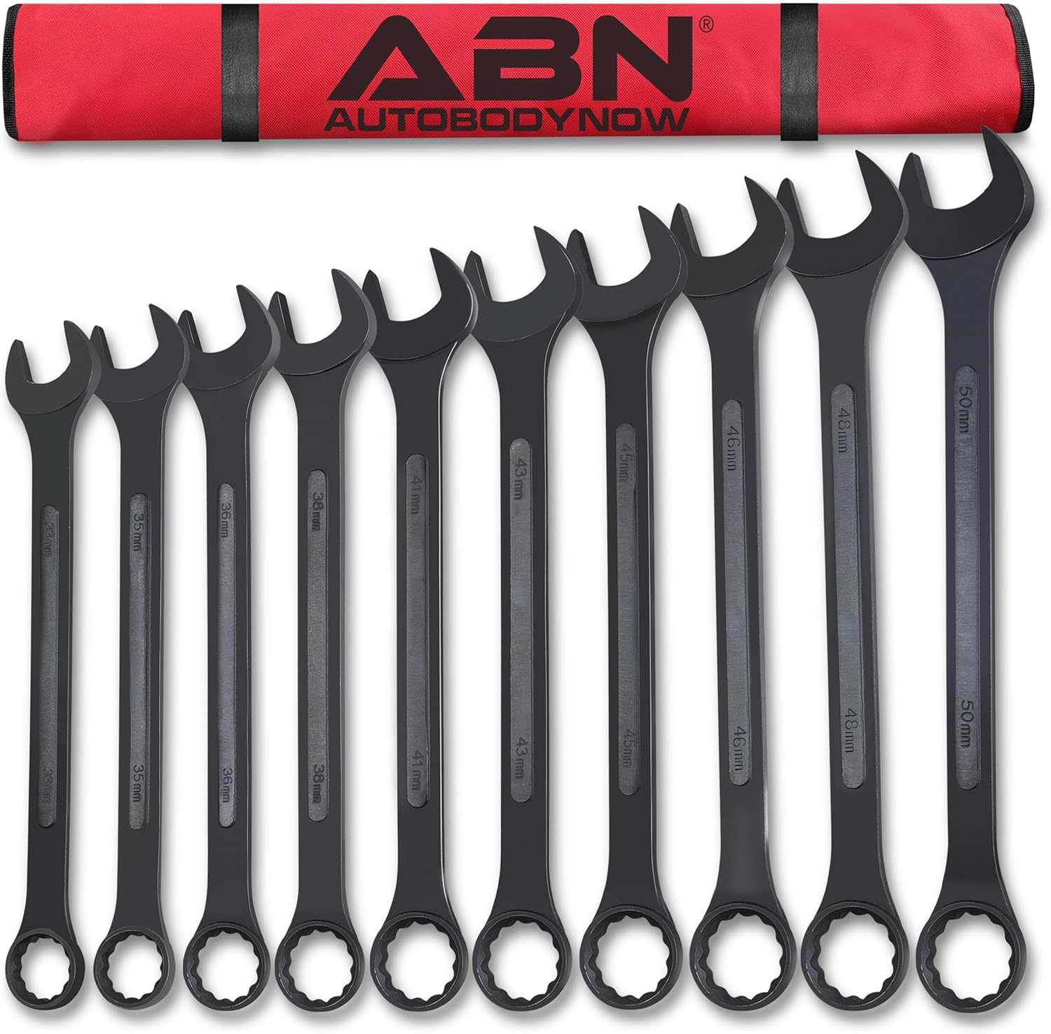 ABN Large Combination Wrench Set 33 to 50mm Metric 10 Piece Jumbo