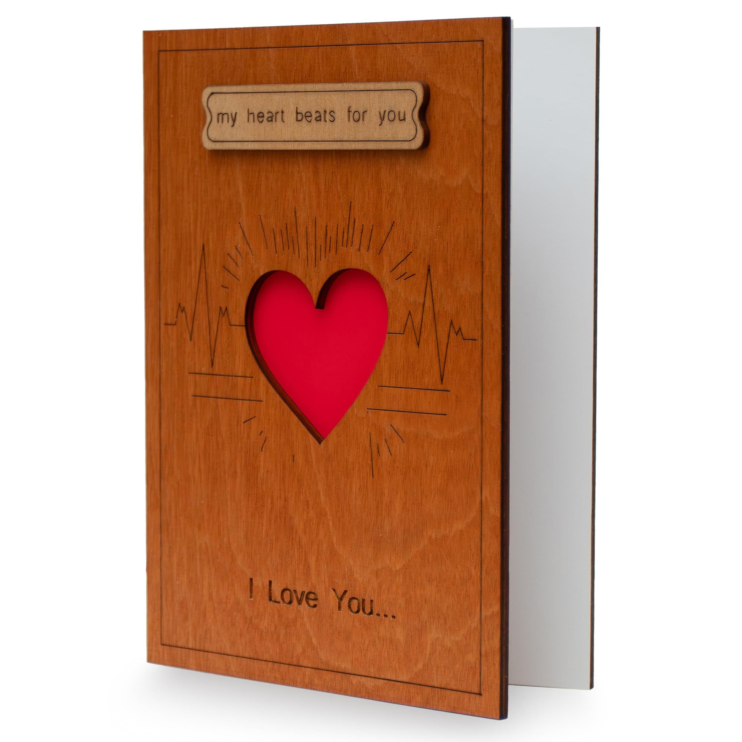 Amazon.com: Wooden Valentines Day Card with Holder. Wood Love
