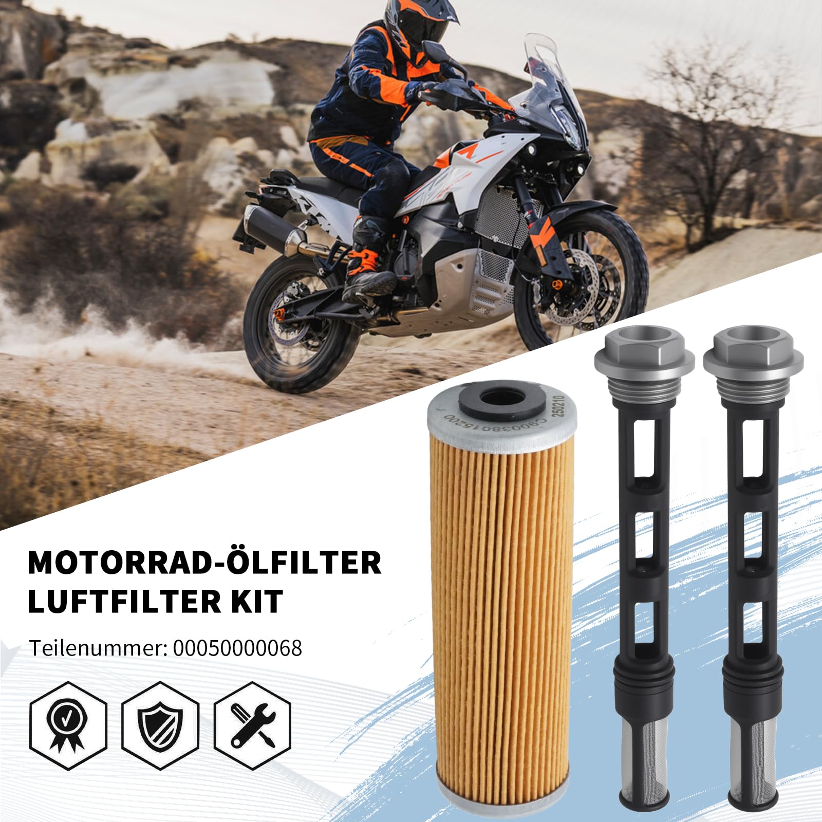 00050000068 Motorrad-Ölfilter-Luftfilter Kit, Ersatz für KTM 790 Duke 890 Duke 790 Adventure und 890 Adventure Modelle 2018-Heute