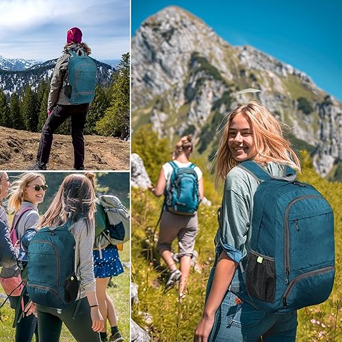 Miniatura 4 de Mochila de senderismo pequeña, 25 L, ultraligera, plegable, mochila de camping, mochila de viaje transpirable, mochila de senderismo para hombres y