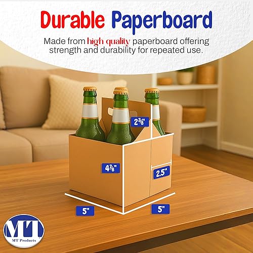Miniatura 2 de MT Products 4 soportes para botellas de cartón kraft de 12 onzas. Portabotellas de cerveza o soda para un transporte seguro y fácil, paquete de 4