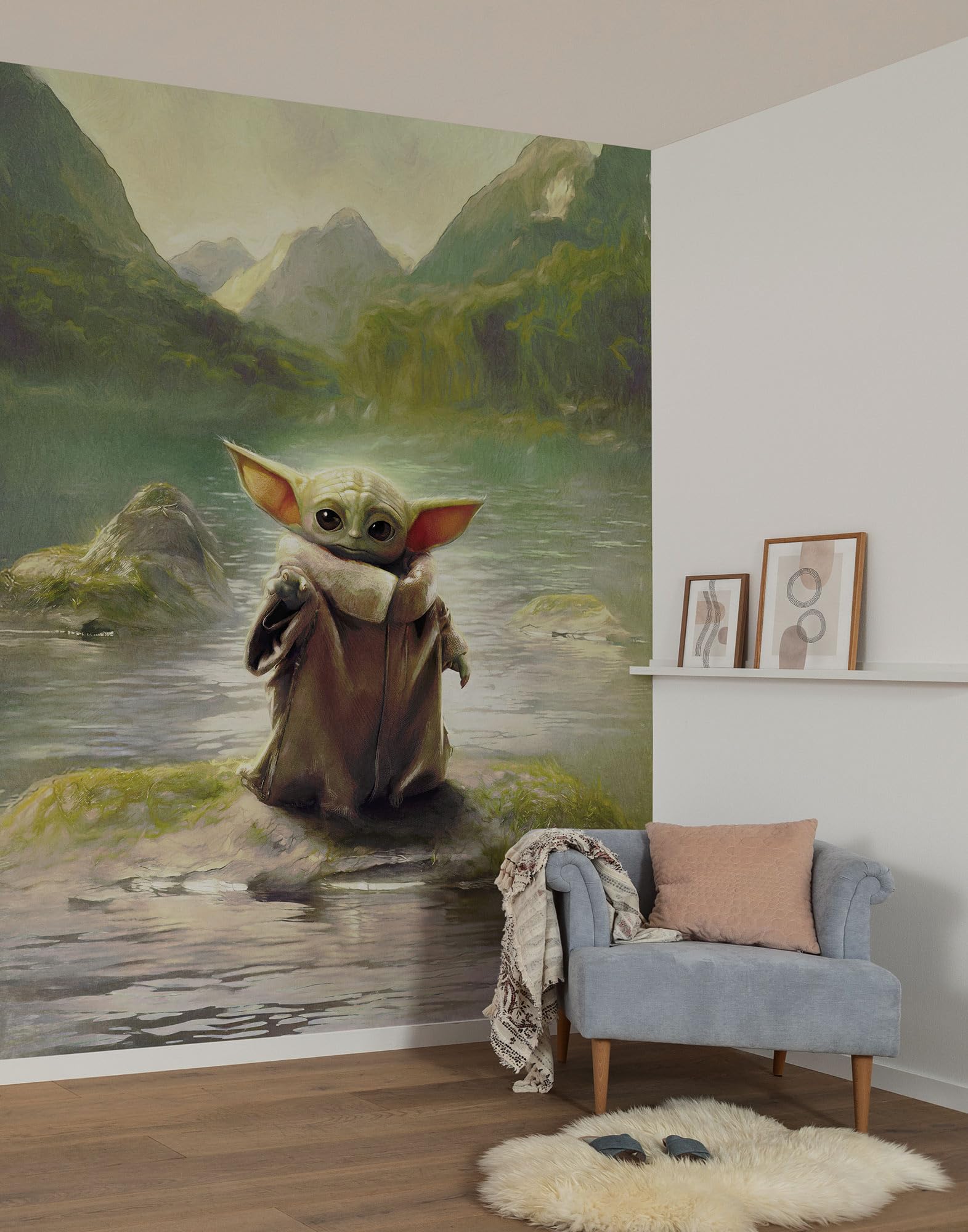 Komar Vlies Fototapete Star Wars The Mandalorian Grogu Landscape | 200 x 250 cm, Kinderzimmer, Kindertapete