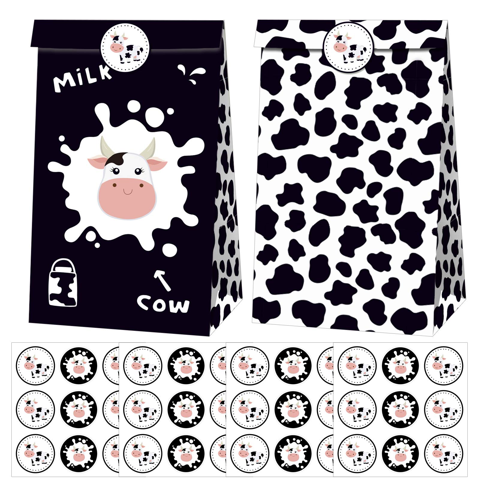 Buy CIEOVO 24 Pack Farm Animal Cow Party Favor Bags Paper Gift Bags, Cow Print Treat Bags with
