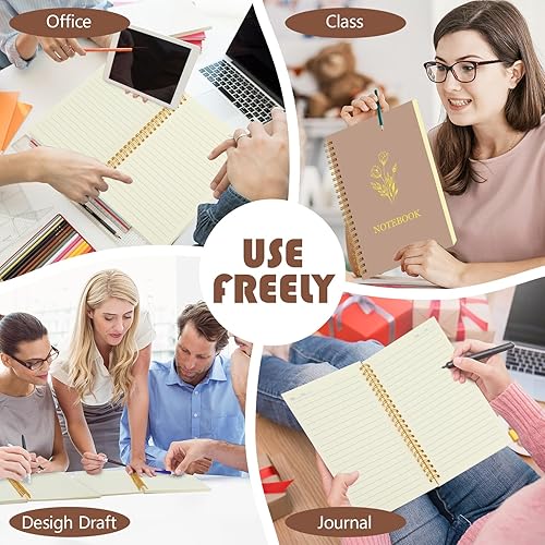 Miniatura 5 de Gueevin Paquete de 5 cuadernos en espiral, estéticos, suministros escolares A5 con rayas anchas, 160 páginas80 hojas, lindo cuaderno para trabajo,