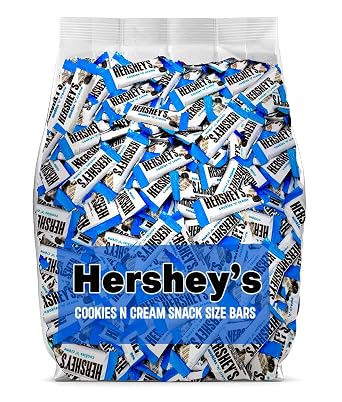 Hersheys Cookies and Cream Bulk Snack Size Bars - 5 lbs. hershey cookies n Creme bars - White hershey Bulk Chocolate Candy Bars, Individually Wrapped Perfect for Birthday, Gifts, Recipes & More!
