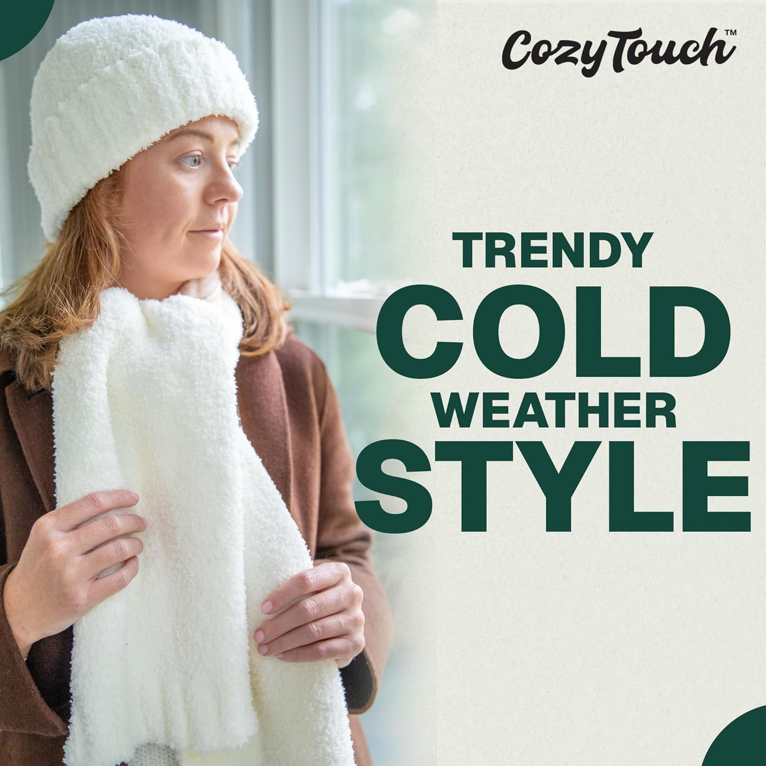 Fall/Winter Beanie & Scarf Set for Men & Women – Cozy Breathable Soft Warm Knit Cuffed Hat & Long Scarf Holiday Gift Set - Image 3