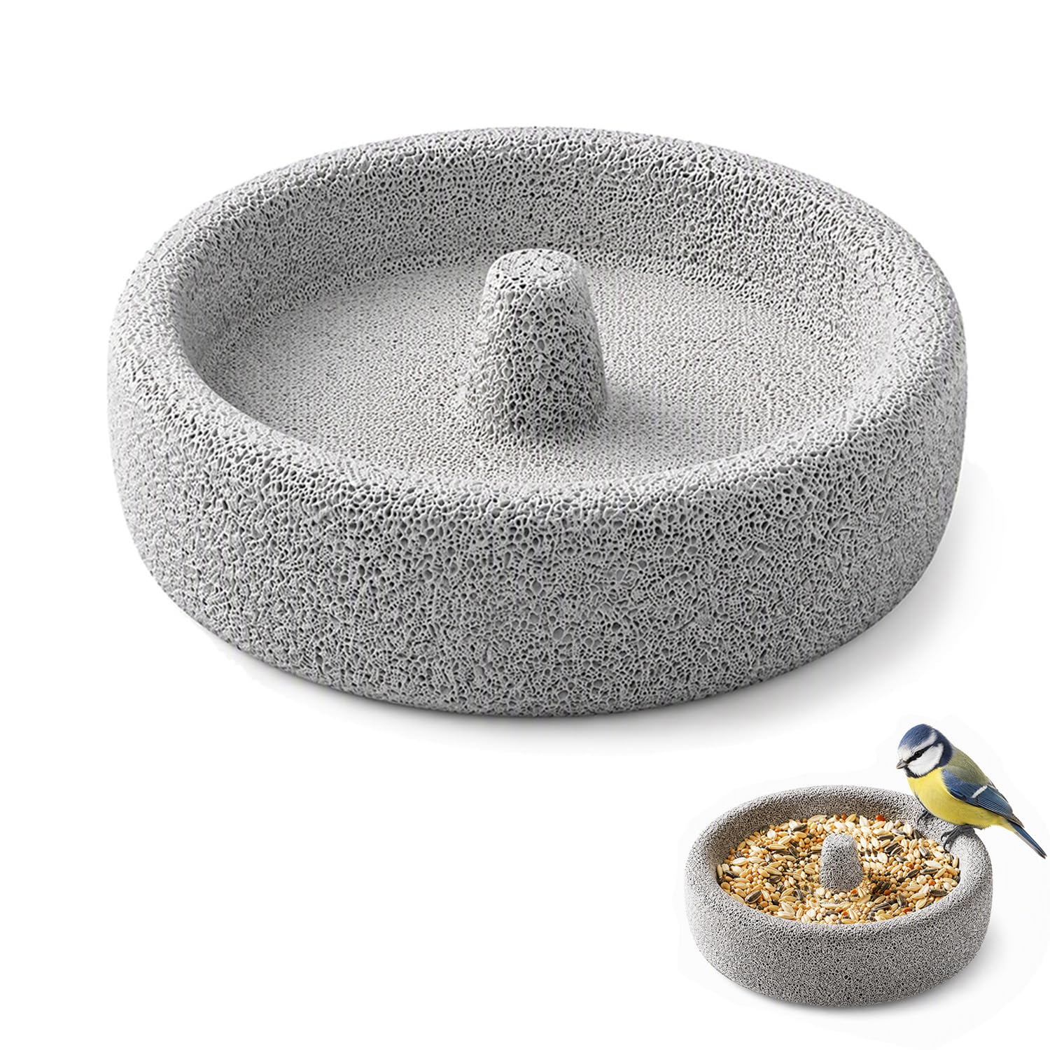 Pumice Stone Bird Bowl, Beak Grinding Feeder for Parrots &amp; Small Birds, 1PC