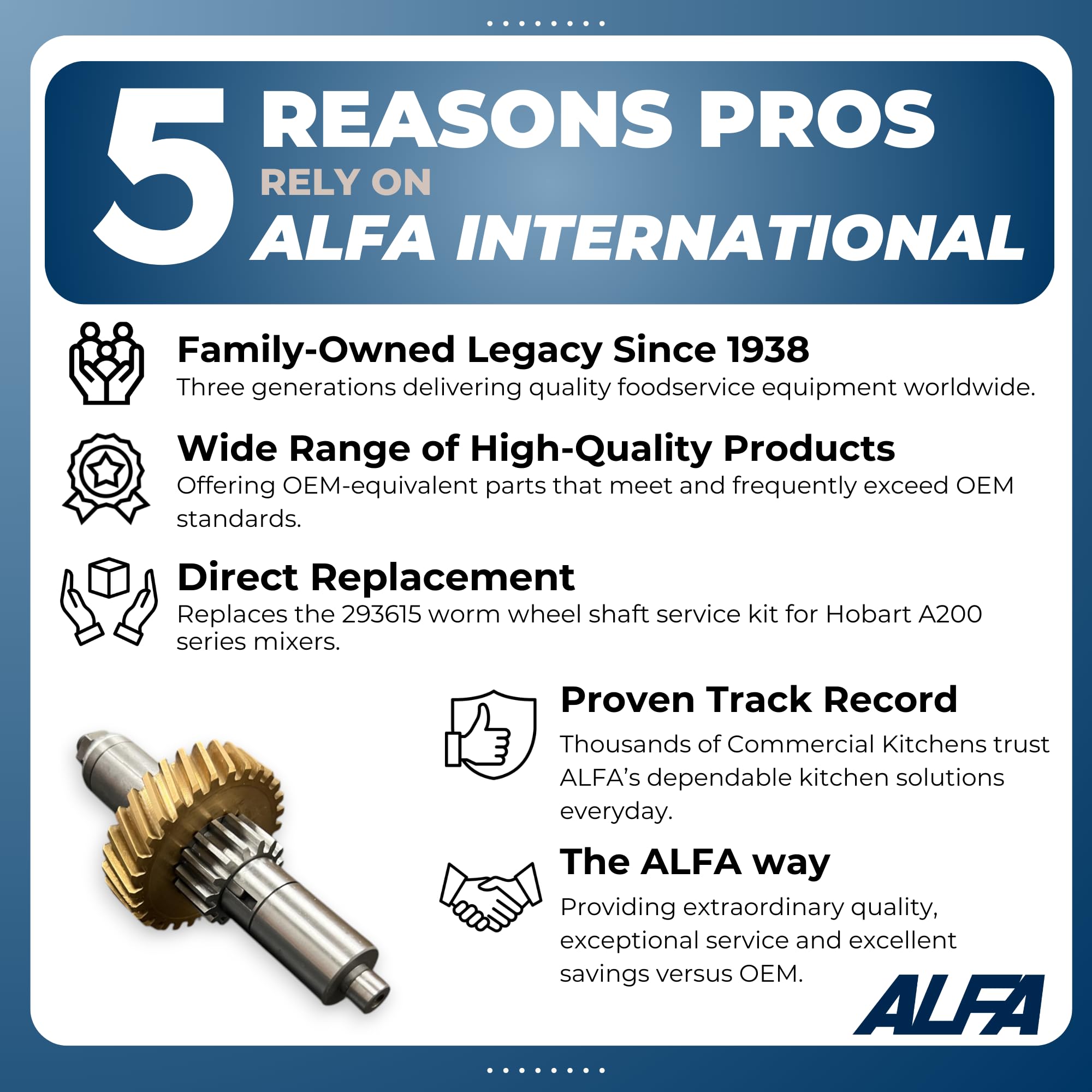 ALFA InternationalHM3-142 Agitator Shaft Pinion Key for Hobart Mixers