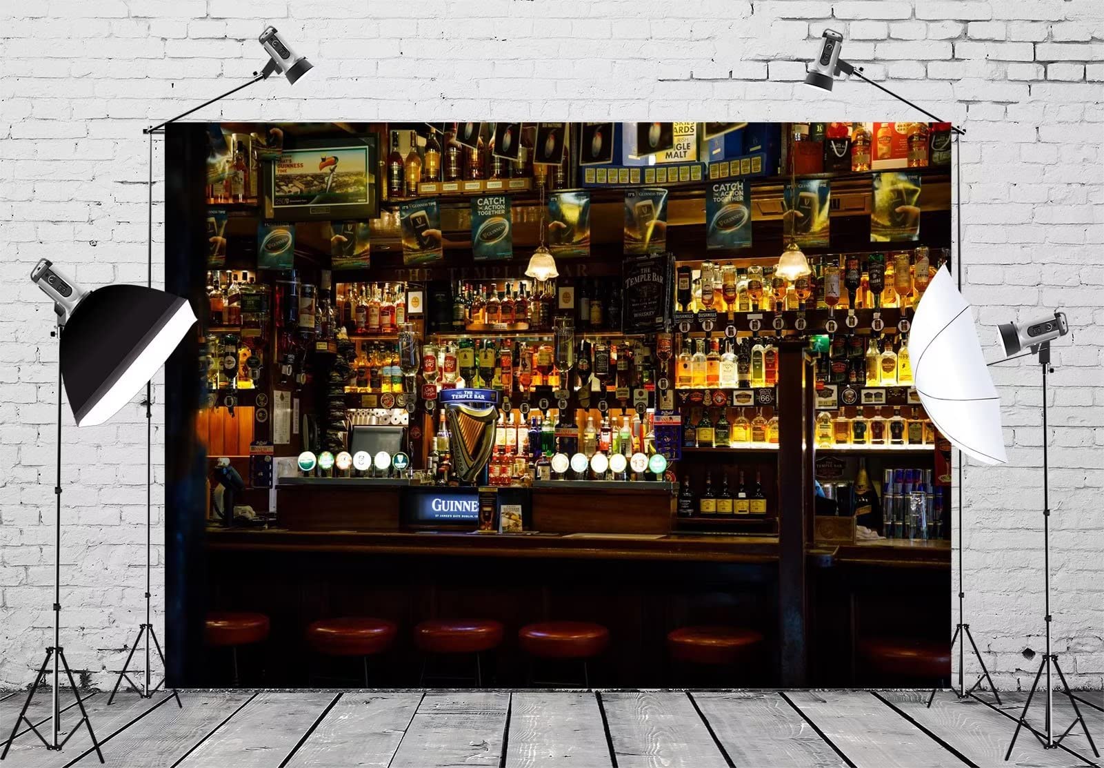 CORFOTO 10x8ft Fabric Irish Capital The Temple Bar Interior Backdrop Dublins Cultural Quarter Luxury Bar Photography Background Beer Alcohol Bottles Wine Rack Pub Backdrop for Men Photo Studio - Image 4