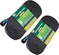 Hlinker Flat Soaker Hose 100FT (2x50FT Packs) 1/2" Linkable Drip Irrigation for Garden Beds - Saves 80% Water, Leakproof Heavy Duty
