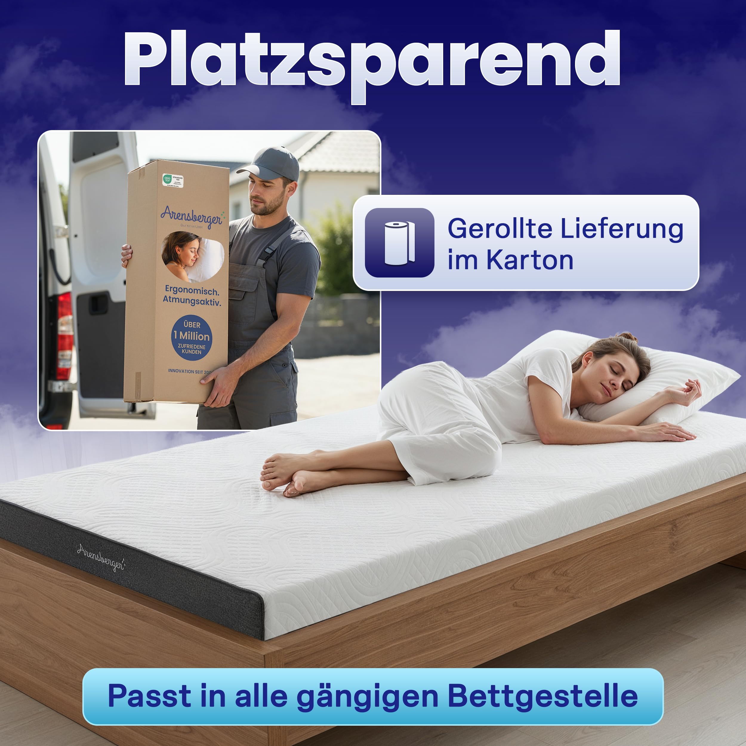 Arensberger Kindermatratze Jugendmatratze, 120x200cm 13cm hoch, Alter 5 bis 16 Jahre, Bezug | punktelastischer Gelschaum | waschbarer & Abnehmbarer Premium Bezug Allergiker freundlich