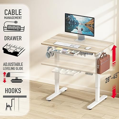 Miniatura 47 de SHW - Escritorio de pie eléctrico de altura regulable con memoria - 48 x 24 pulgadas, marrón rústico Marrón