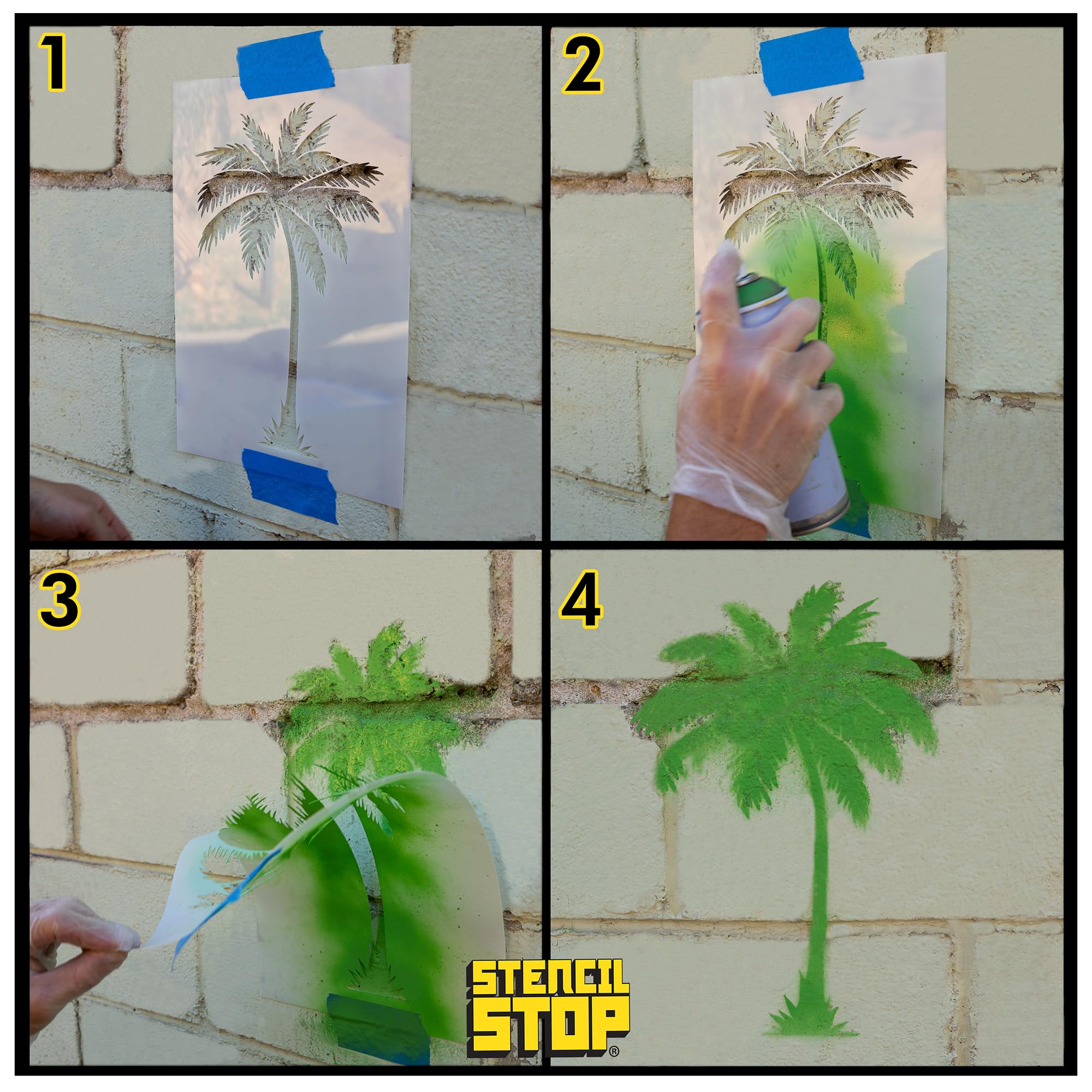 Stencil Stop Plantilla de palmera, reutilizable para proyectos de bricolaje, pintura, dibujo, manualidades, plástico Mylar de 14 mm (11.6 x 18 pulgadas)