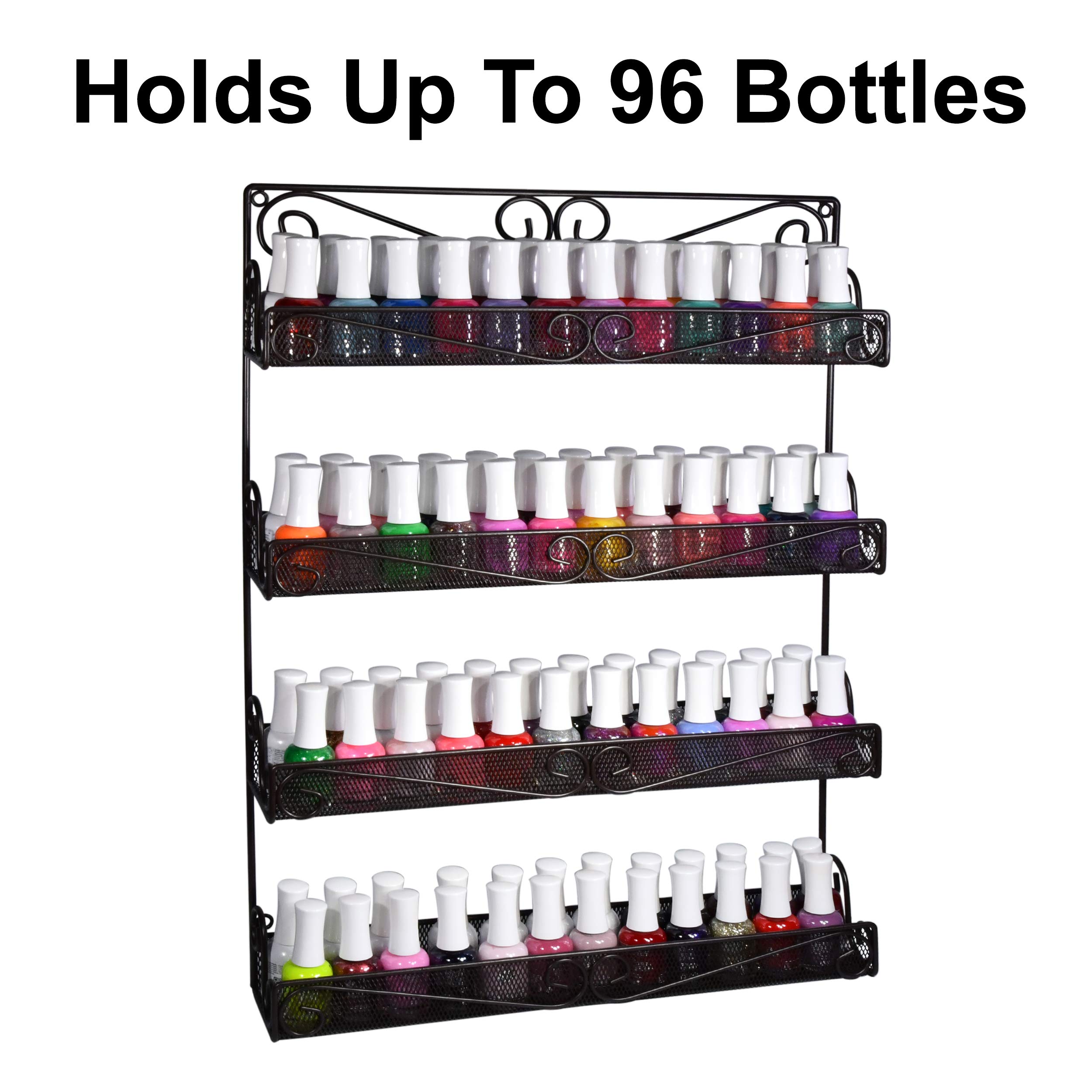 AMT 3 Tier Nail Rack, Pack Metal Wall Mount Organizer, Essential Oils Organizer, Pantry Cabinet Door Shelf Storage. Hanging Display for Spice Jars, Sauces, Cosmetic Beauty Bottles