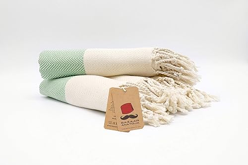 Miniatura 7 de Bazaar Anatolia Juego de 4 toallas de mano turcas de 39 x 19 pulgadas, 100 % algodón, con lazo para colgar, decoración bohemia de granja, color