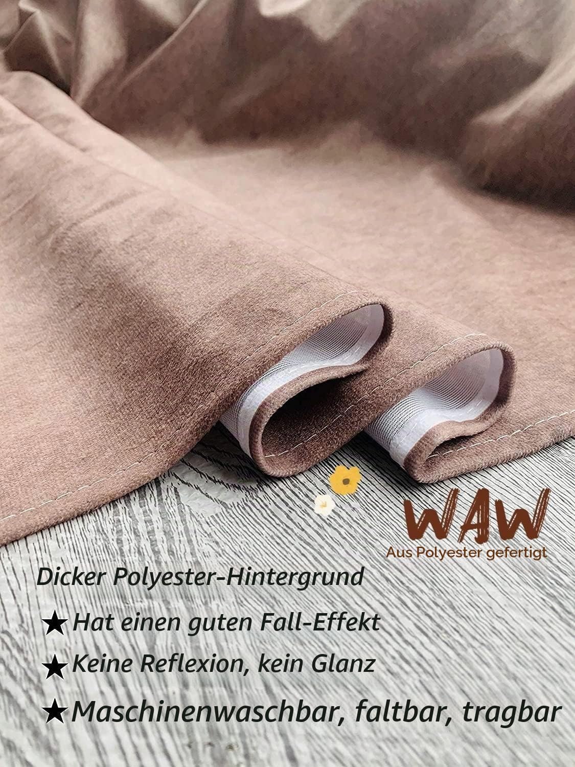 WaW 2x3m Fotografie Hintergrund Stoff für Fotostudios Holzkohle Grau Beton Fotohintergrund Portrait Video Fotoshooting Hintergründe