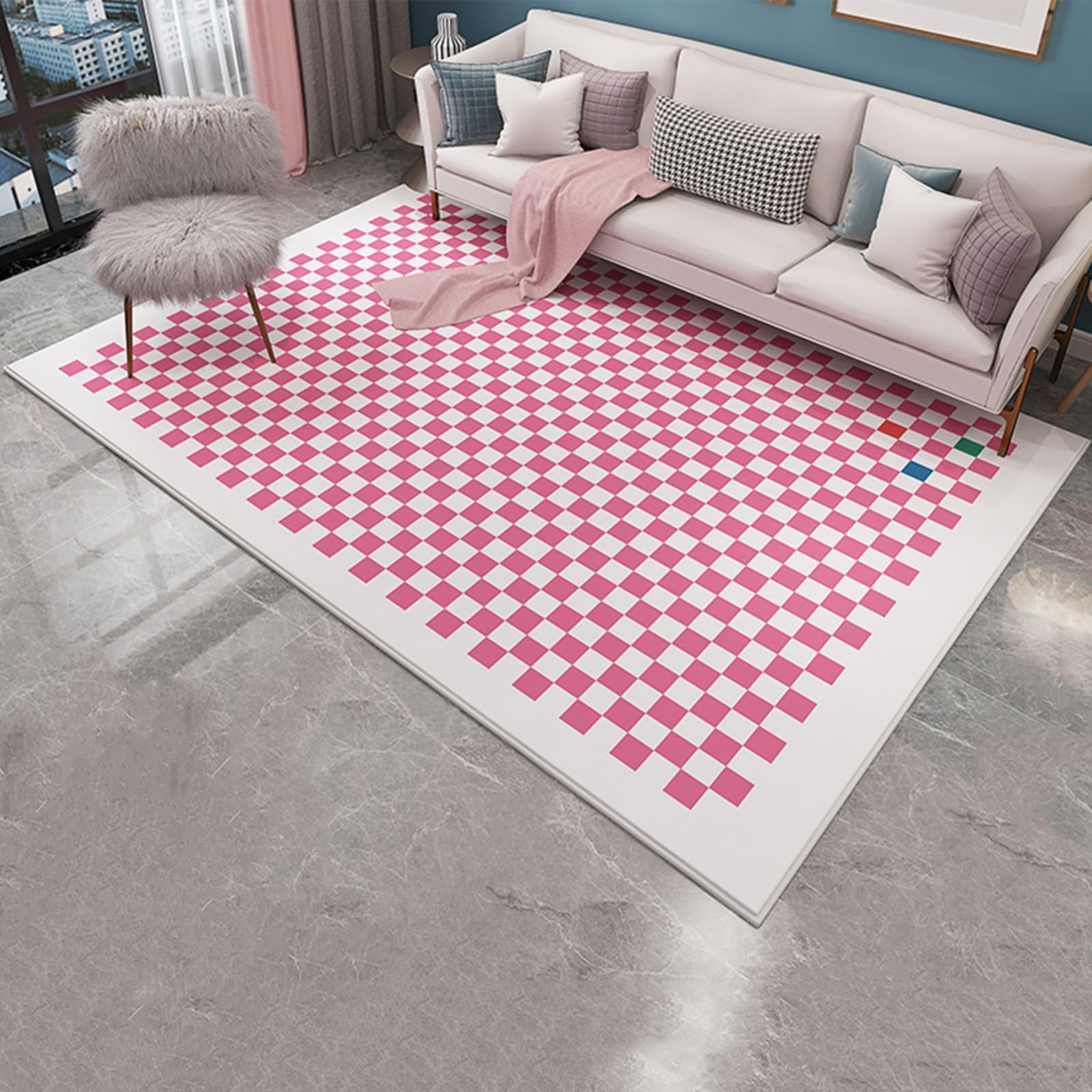 Beheizbare Fußmatten, Elektrisch Beheizbarer Teppich, Abnehmbare Und Waschbare Heizmatte, Großer Elektrischer Heizteppich Mit Carbon-Kristall-Optik, Für Zuhause, Büro(Pink,180 * 200cm)