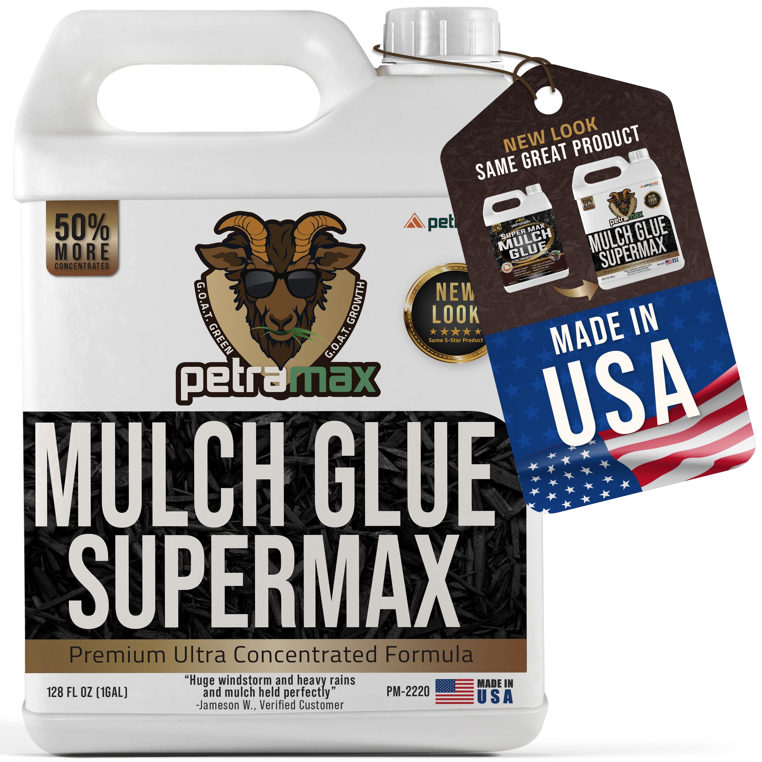 PetraTools SuperMax Mulch Glue - Rock Glue, Gravel Glue, Gravel Stabilizer and Mulch Glue Binder, Rock Glue for Landscape Maintenance and Landscape Adhesive Max Mulch Glue Spray - 1 G