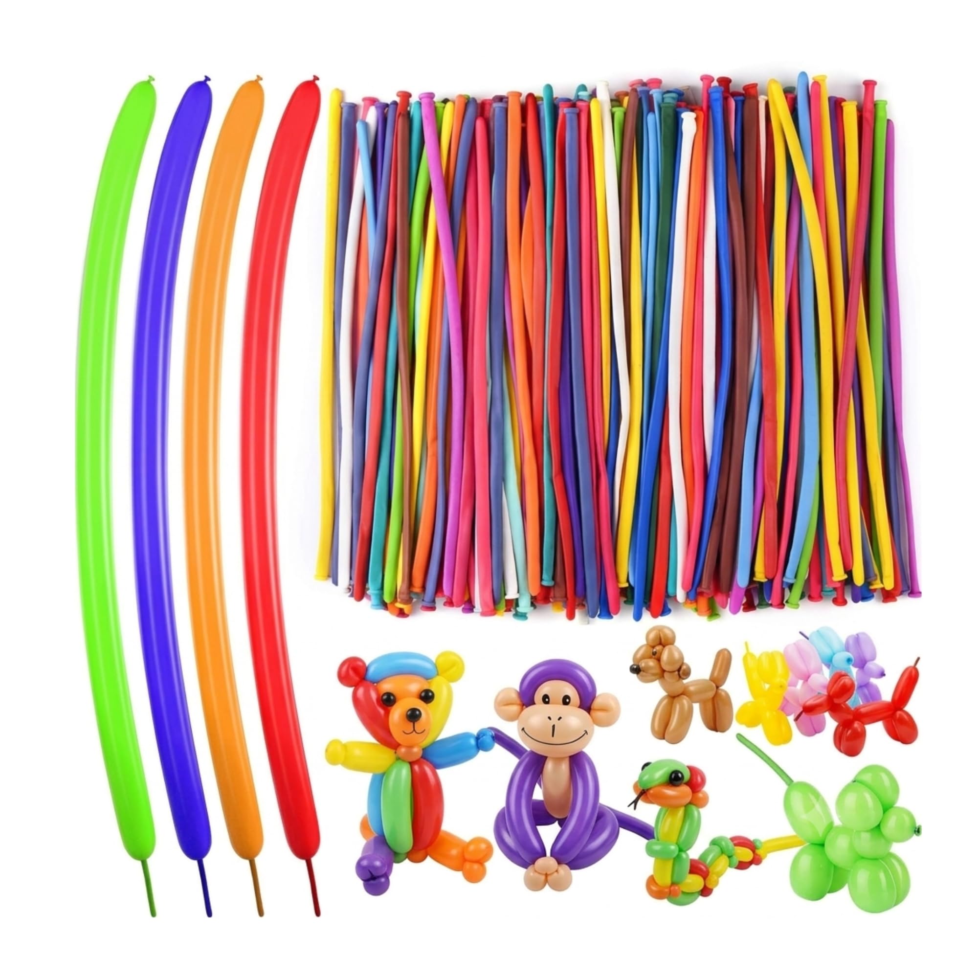 100 Pcs Modelling Balloons Multicoloured Plain Long Twisting Latex Balloons