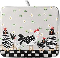 Vista 74 de Tapete de secado de platos con diseño de pájaro rojo de Feliz Navidad, absorbente y de secado rápido, protector para encimera de cocina, 18 x 24