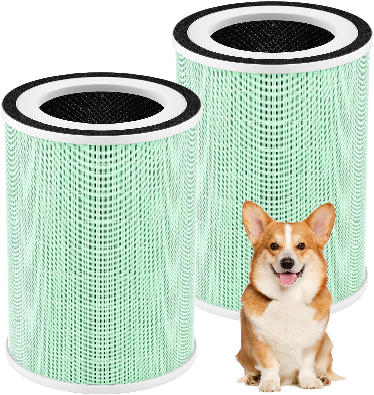 2 Pack True HEPA Filter, 4 in 1 Pet Replacement Filter, 360 4-Stage Filtration, Compatible With Afloia KILO, KILOPLUS, KILOPRO, MIRO, MIRO PRO, MORENTO MR-Kilo, Kalo Air Purifier, Green