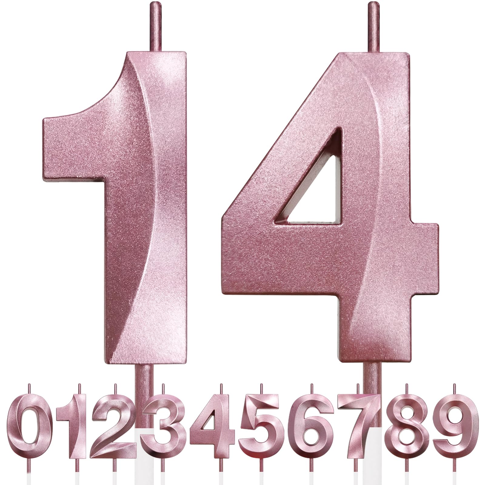 Bougie d'anniversaire à paillettes or rose 3D numérotée 90e décoration gâteau