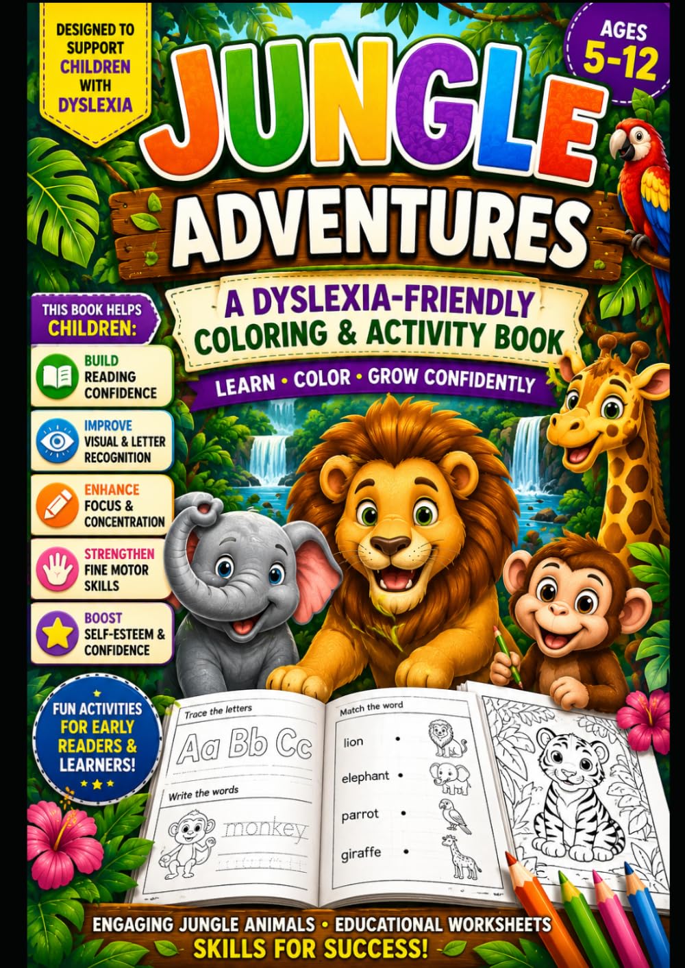 Wild Jungle Fun: Coloring & Learning for Dyslexic Kids