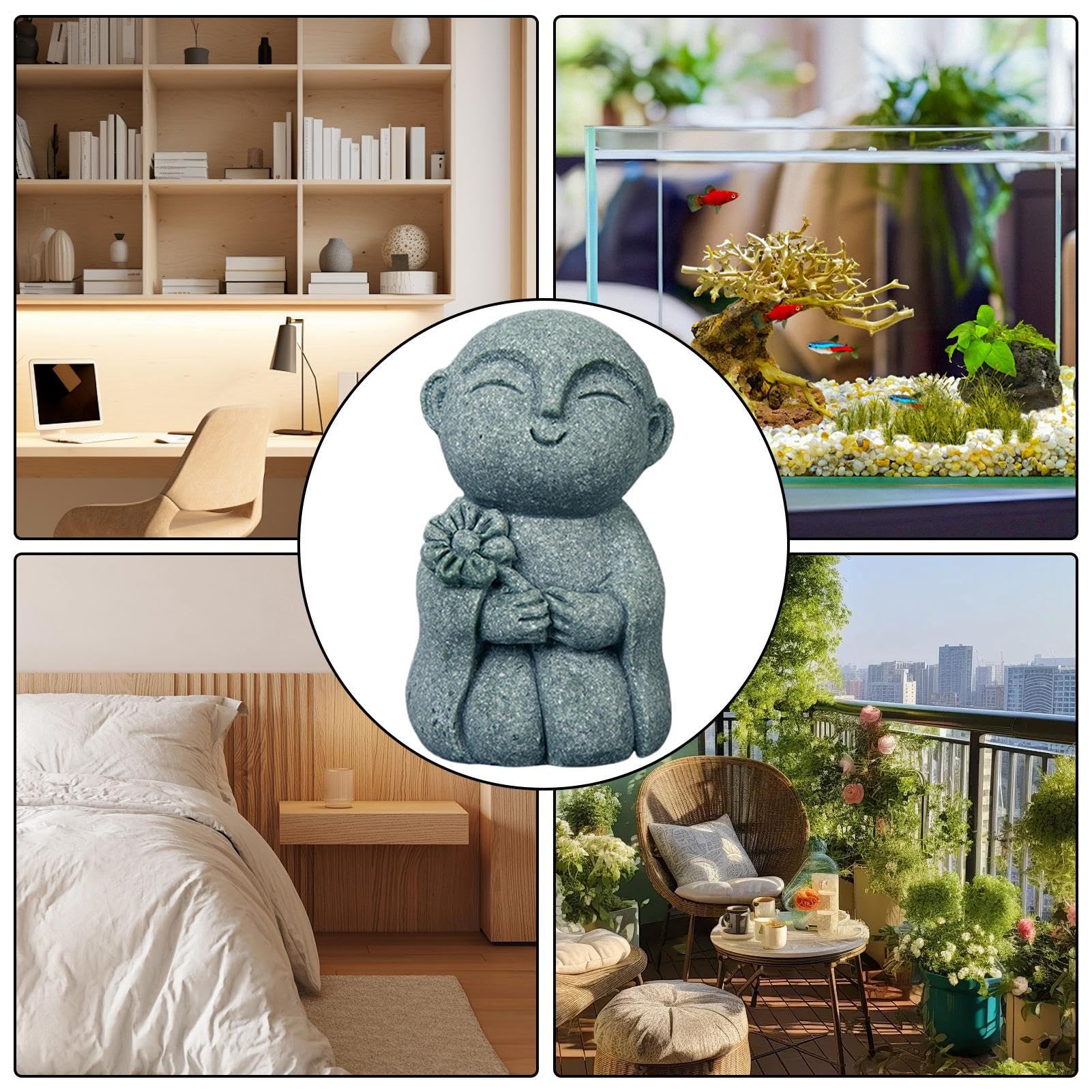 Figurines de Bouddha en Pierre pour Jardin, Sculpture Bouddhiste Spirituelle