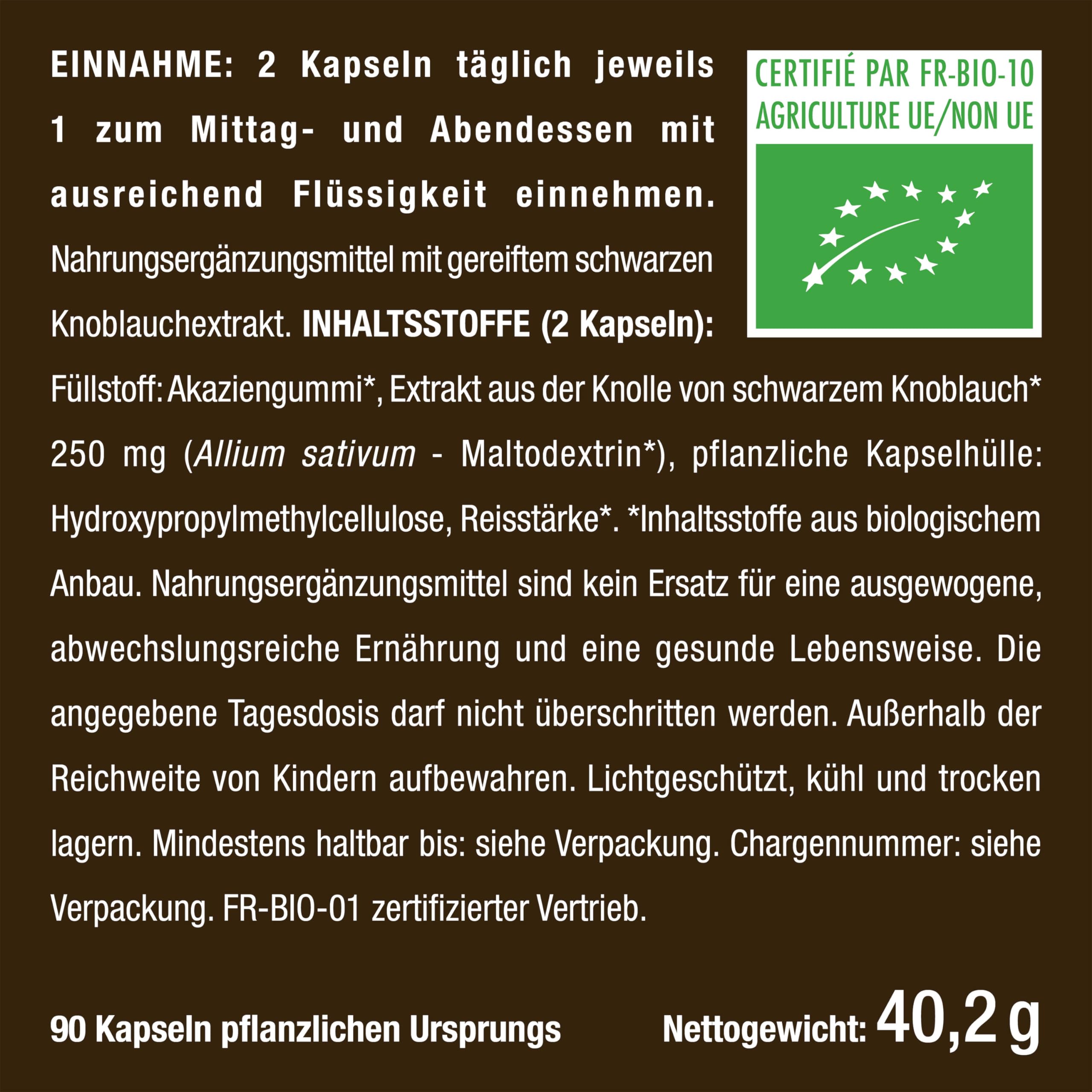 Schwarzer Knoblauch Bio - Reiner Extrakt fermentiert - Mit S-Allyl-Cystein - Hochdosiert Kapseln - Veganes Produkt - Nutrimea - Premium Qualität (Packung mit 2)