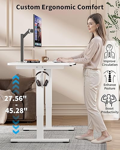 Miniatura 98 de Okin Escritorio eléctrico pequeño de pie, 40 x 24 pulgadas, altura ajustable, color negro, estación de trabajo para oficina en casa Negro