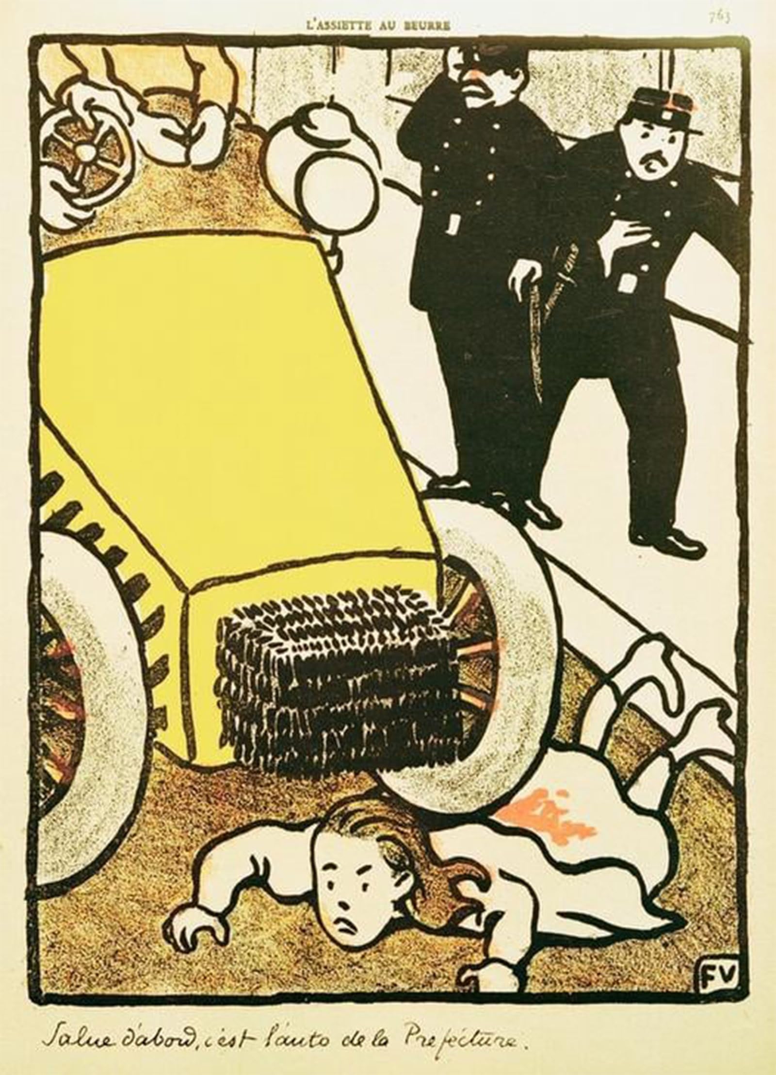 SERENDIPITP Abstract Painting Mural Print Picture Wall Decor Painting Greet first the car of the prefecture! by Felix Edouard Vallotton Vintage Wall Artwork for Home Decor 60x90cm