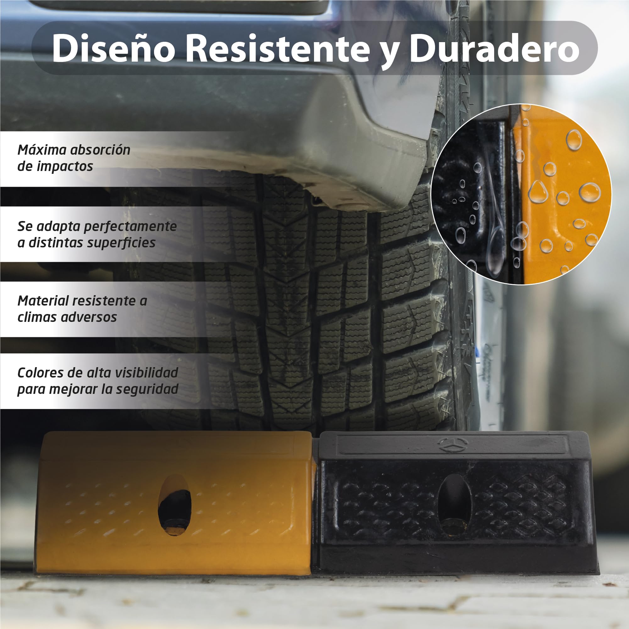 Tope para Estacionamiento 49x15x9cm – Protector de Suelo para Garaje – Calzos para Coche - Tope de Parking 490mm - Tope de Ruedas Antideslizante para Estacionamiento Seguro (1)