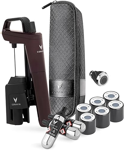 Coravin Timeless Six Plus Sistema de preservación de vino Protector de vino Con 3 cápsulas de gas de argón puro, 6 tapas de rosca y aireador de