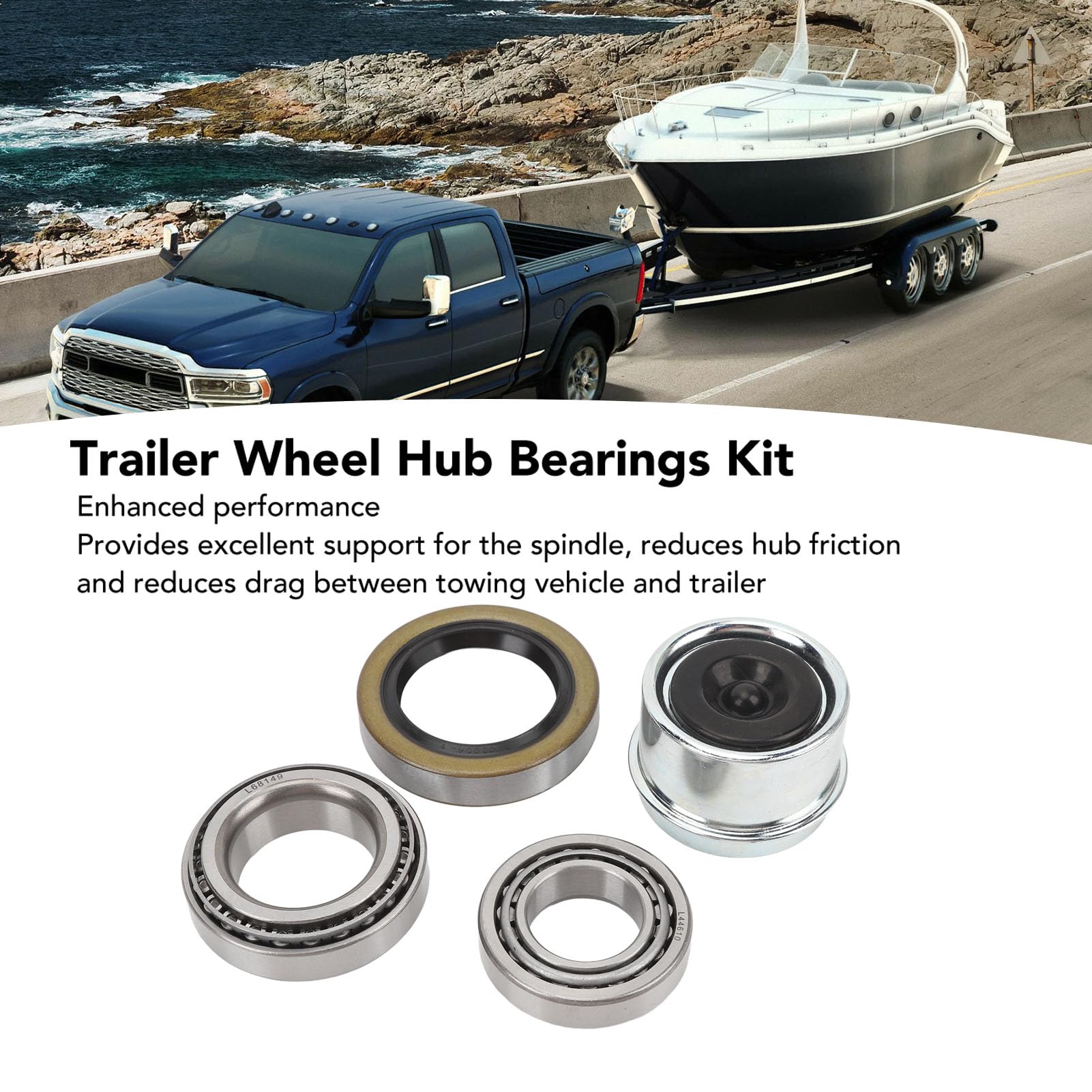Trailer Axle Bearing Kit:Heavy Duty 3500 Lb Capacity,for 1 to 1/16in 1 to 3/8in Trailer Axles 84 Spindle,with 171255Tb Seals,Safe and Dependable,7Pcs