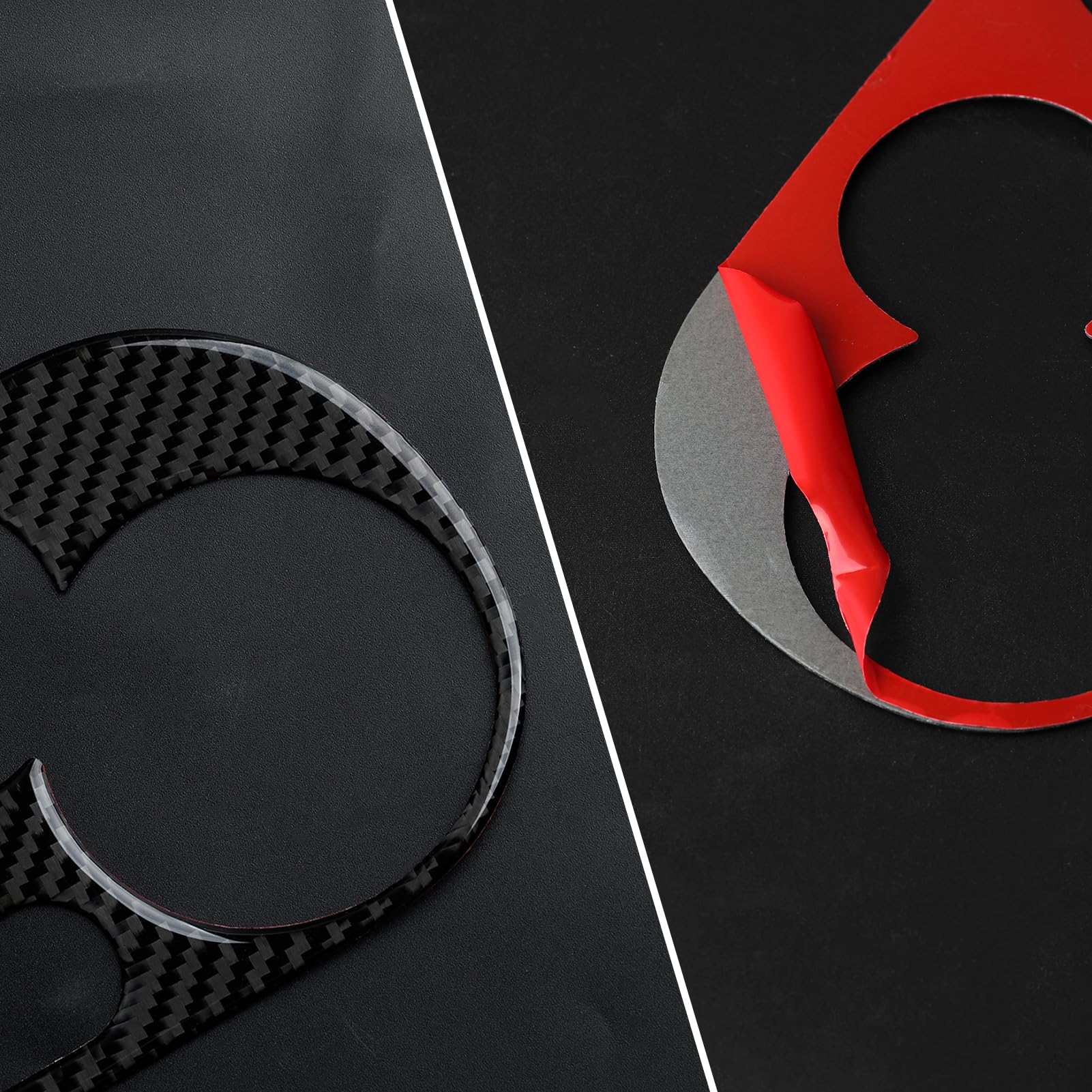 Auto Bedienelemente Klimaanlage Aufkleber Cover Kohlefaser Trim Kompatibel mit Fiat 500/500C (2007-2024)/500e (2009-2019) Abarth 500/500C (2008-2015)/595/595C (2014-2024)/695/695C Zubehör (A)