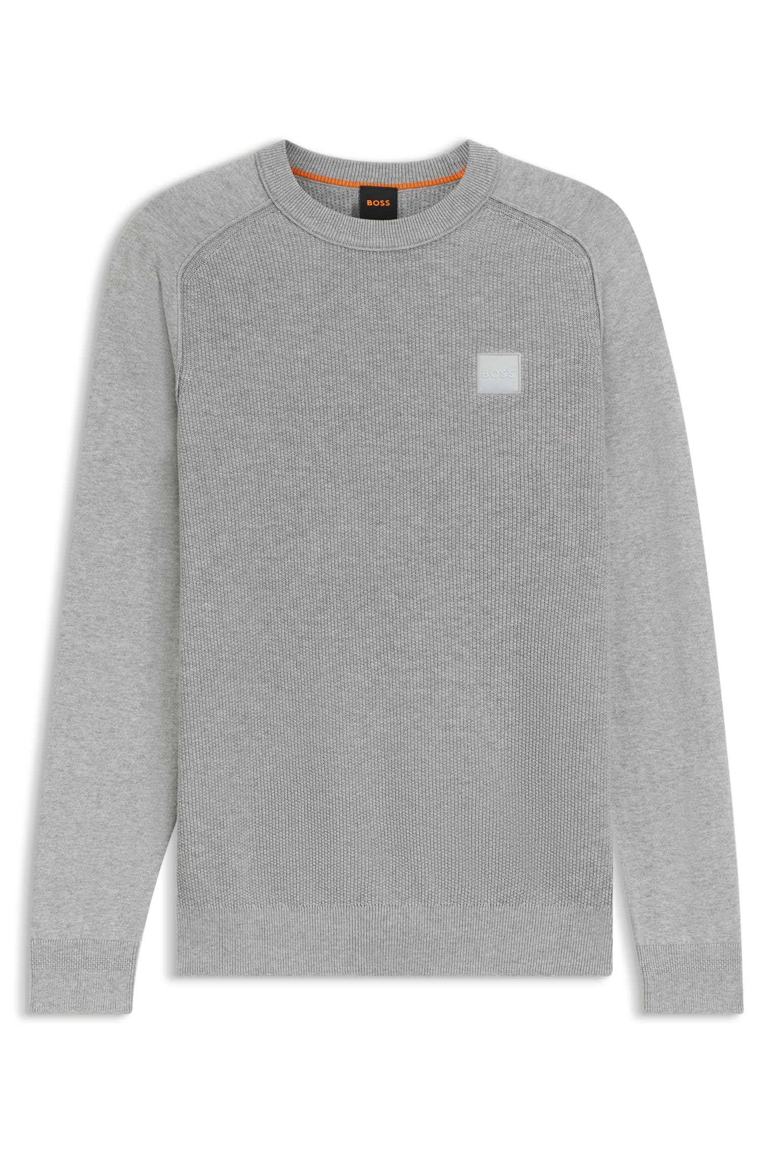 BOSS Herren Kesom Strukturierter Pullover aus Baumwolle und Kaschmir mit Web-Etikett
