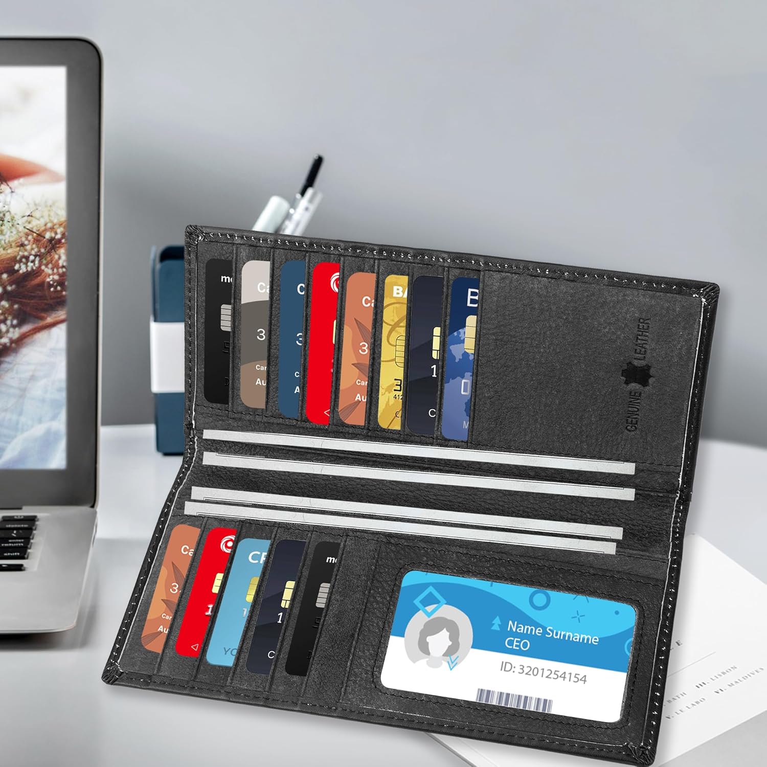 Men's Rodeo Wallet Western RFID-Blocking Leather Wallet Bifold Long Cowboy Long Wallets - Image 2