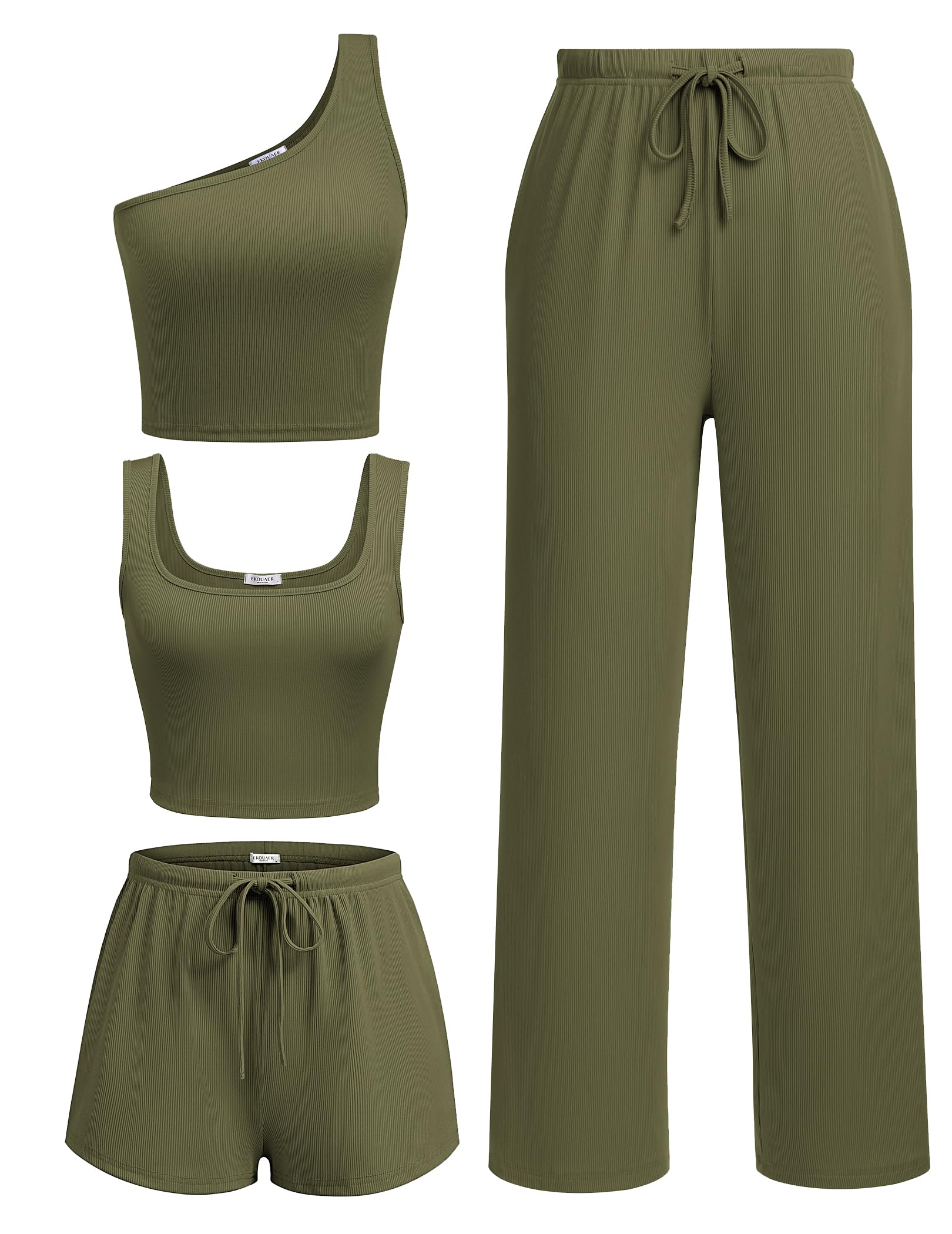 Ekouaer 4 Piece Sets for Women Casual Lounge Sets Summer Vacation Outfits