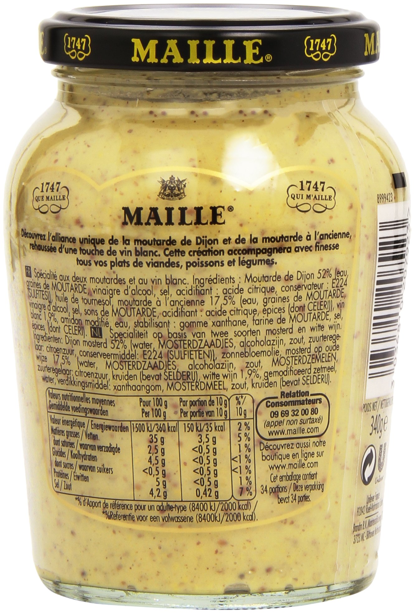 Maille Fins Gourmets Moutarde l'Originale 340g - Lot de 4