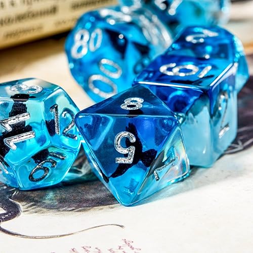 Miniatura 5 de Cusdie Dados DND de 7 Dados, Juego de Dados Poliédricos Rellenos con Animal, para Juego de Rol D&D Dados (Águila)