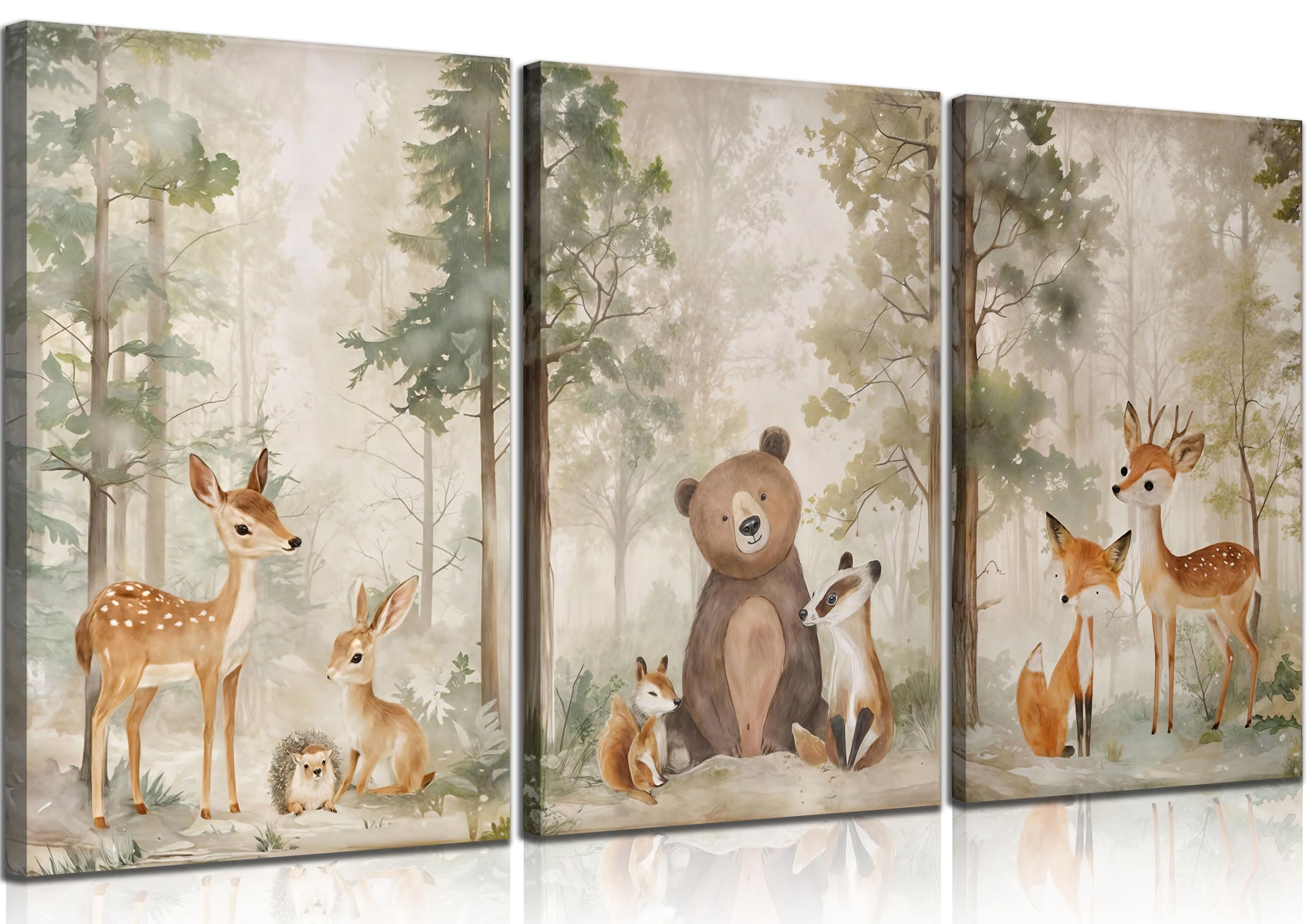 MIZILI Woodland Animal Nursery Canvas Wall Art