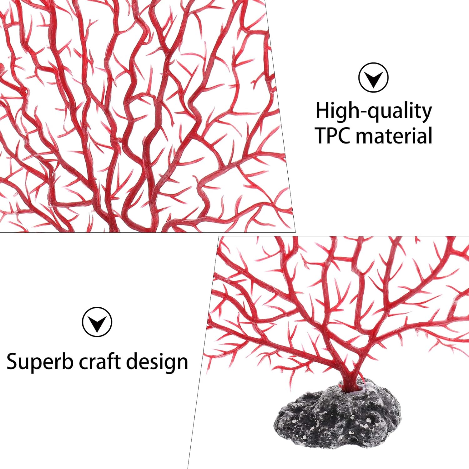 balacoo Simulated Sea Fan Coral Branch Aquarium D Cor Artificial Fish Tank Plant Medium Size 8.5X9.25 Inch Provides Shelter for Fish