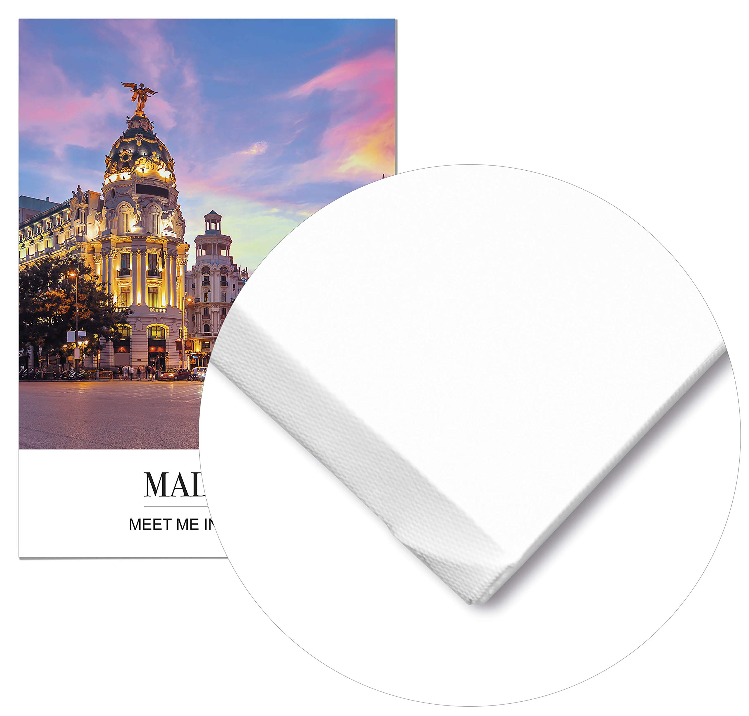 Panorama Lienzo Ciudad de Madrid Mensaje 70 x 100 cm - Bastidor Incluido - Cuadros Decorativos para Salón - Decoración Moderna