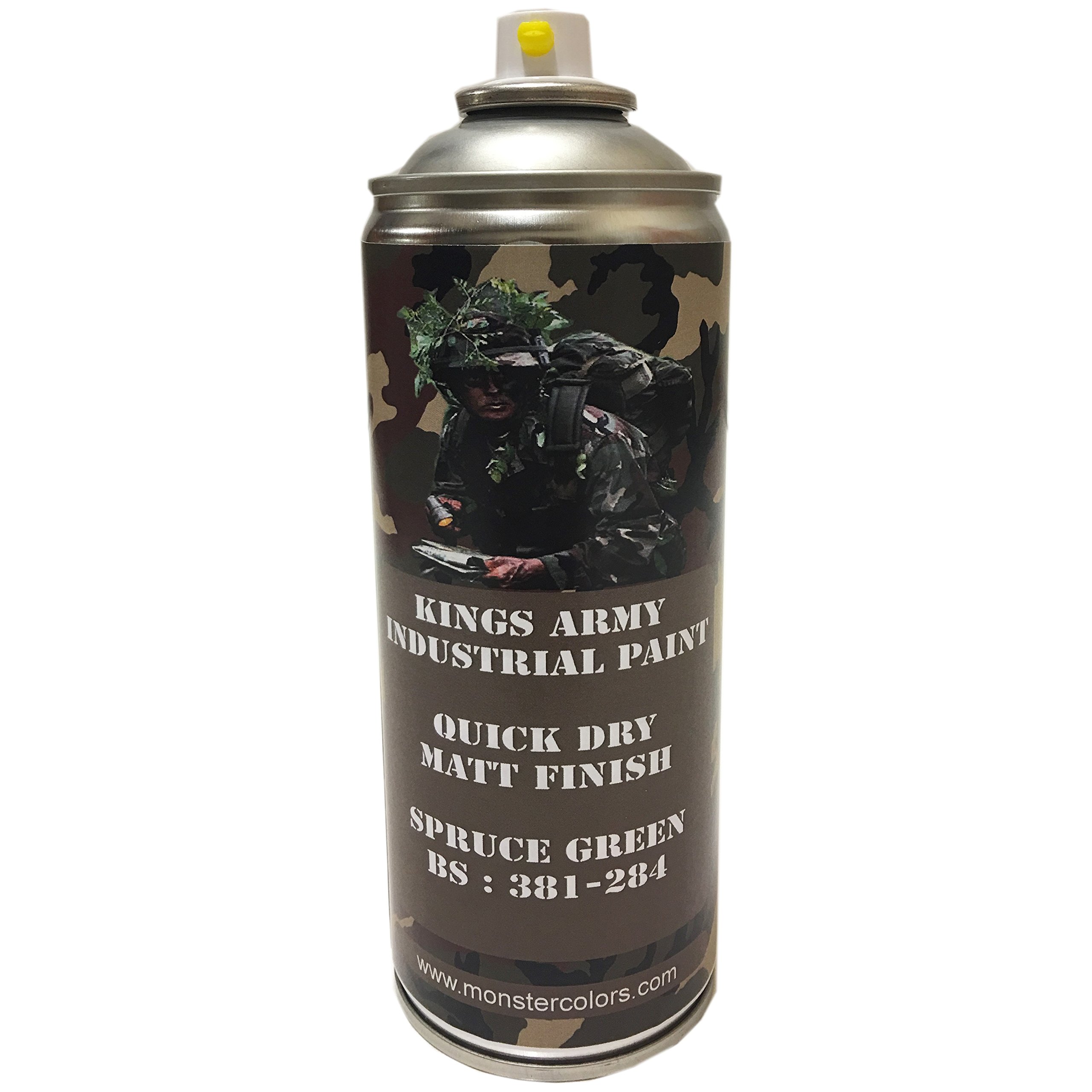 Kings Army Spruce Green Bs 381-284 Military Matt Spray Paint 400ml Military Vehicle Paint, Airsoft, Paintball, Model Maker Paint, Fishing