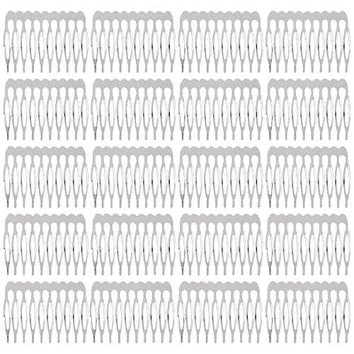 Lawie Paquete de 20 peines laterales de metal plateado a granel de 10 dientes para el cabello, para manualidades, manualidades, manualidades, para