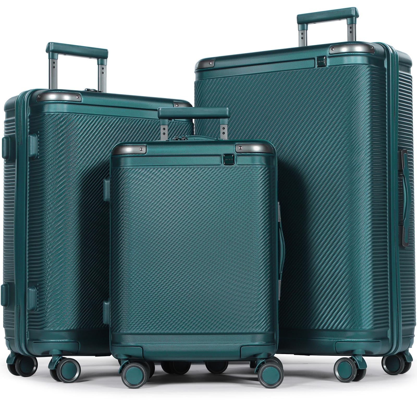 Ensemble de 3 valises rigides avec Serrure TSA, poignée télescopique, pour Femmes et Hommes, Vert