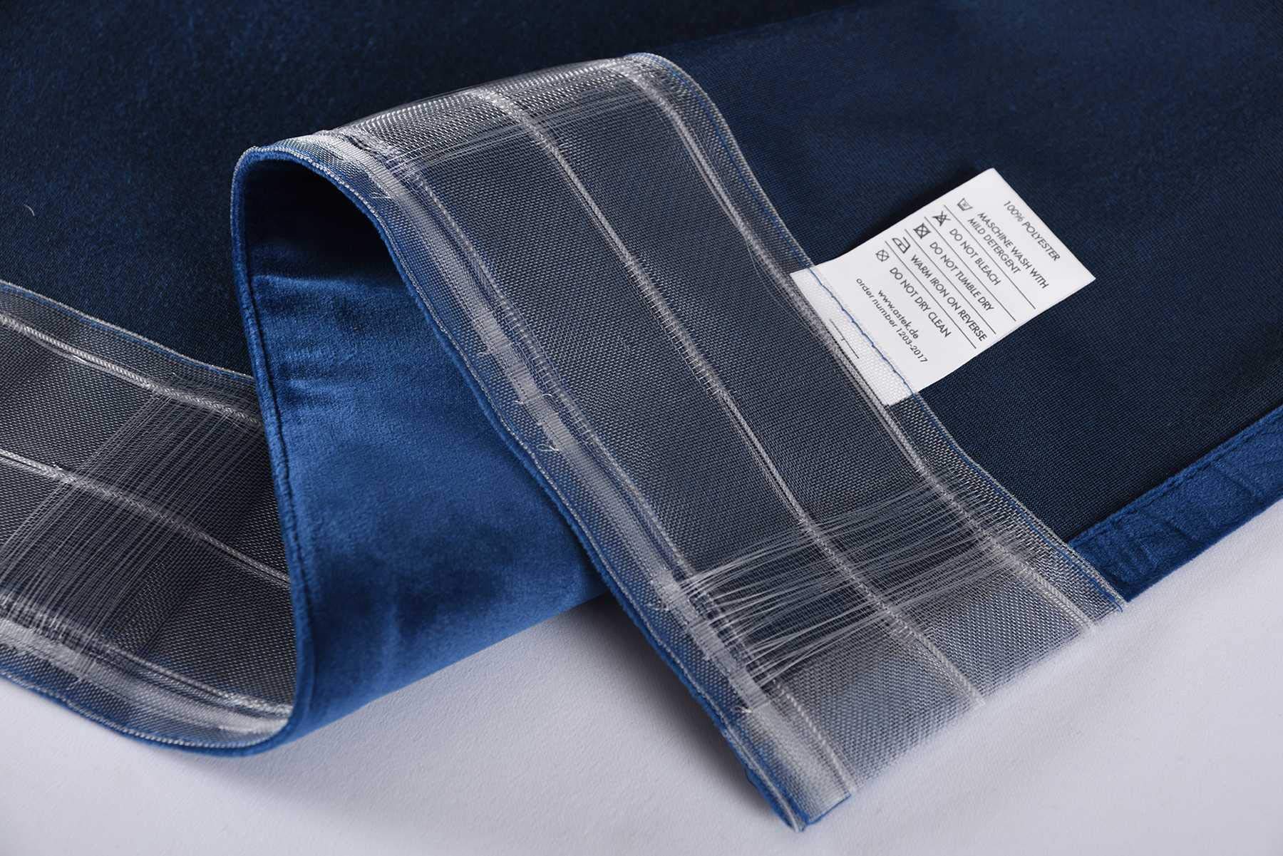 Gardinenbox Milano 20357 Lot de 2 Rideaux occultants, en Velours, Opaques, avec Passants de Tunnel, Bande à Repasser, pouvant être raccourcies, Bleu, 280 x 135 cm (H x l)