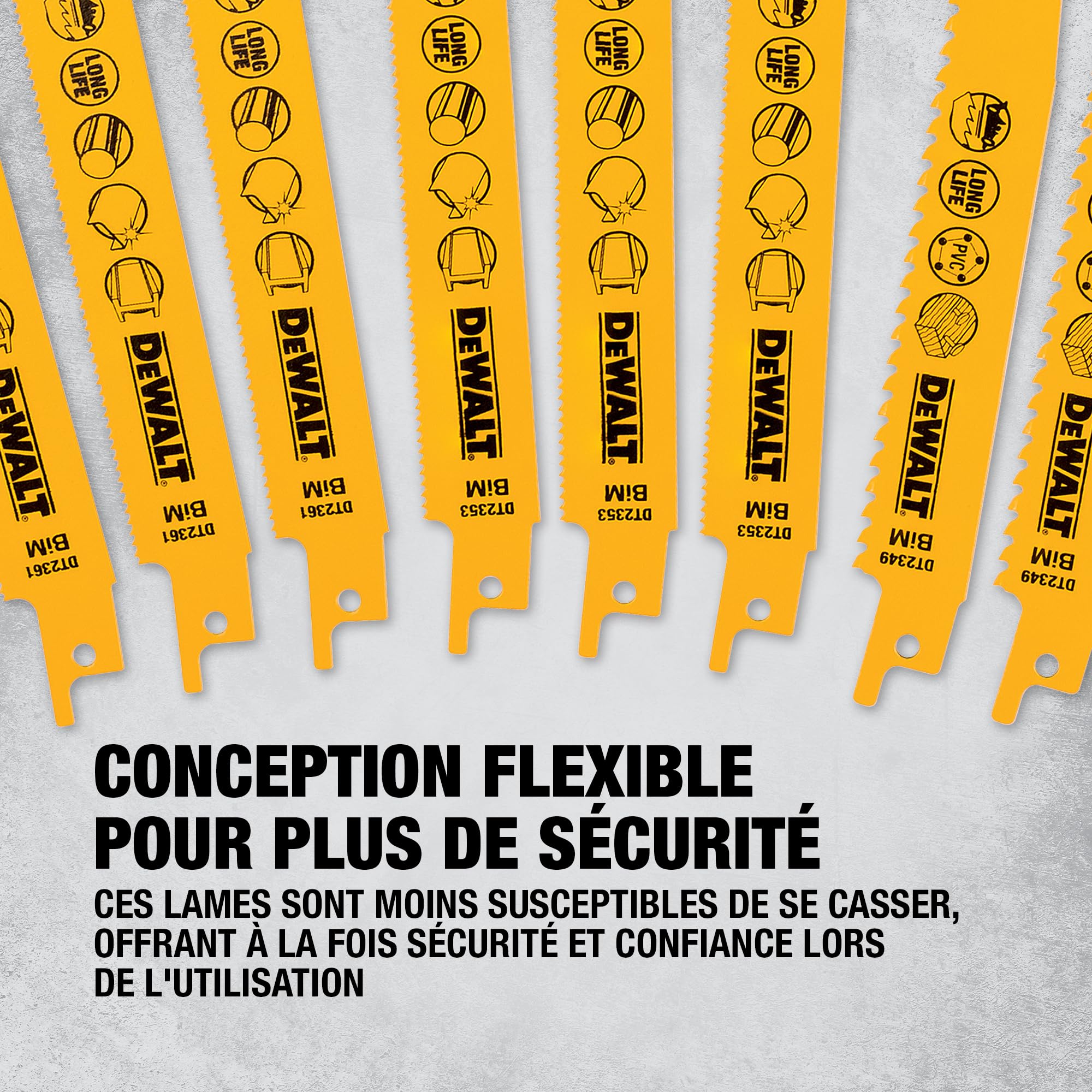 DEWALT Jeu de lames alternatives bimétalliques mixtes et coffret de rangement (12 pièces), DT2445-QZ