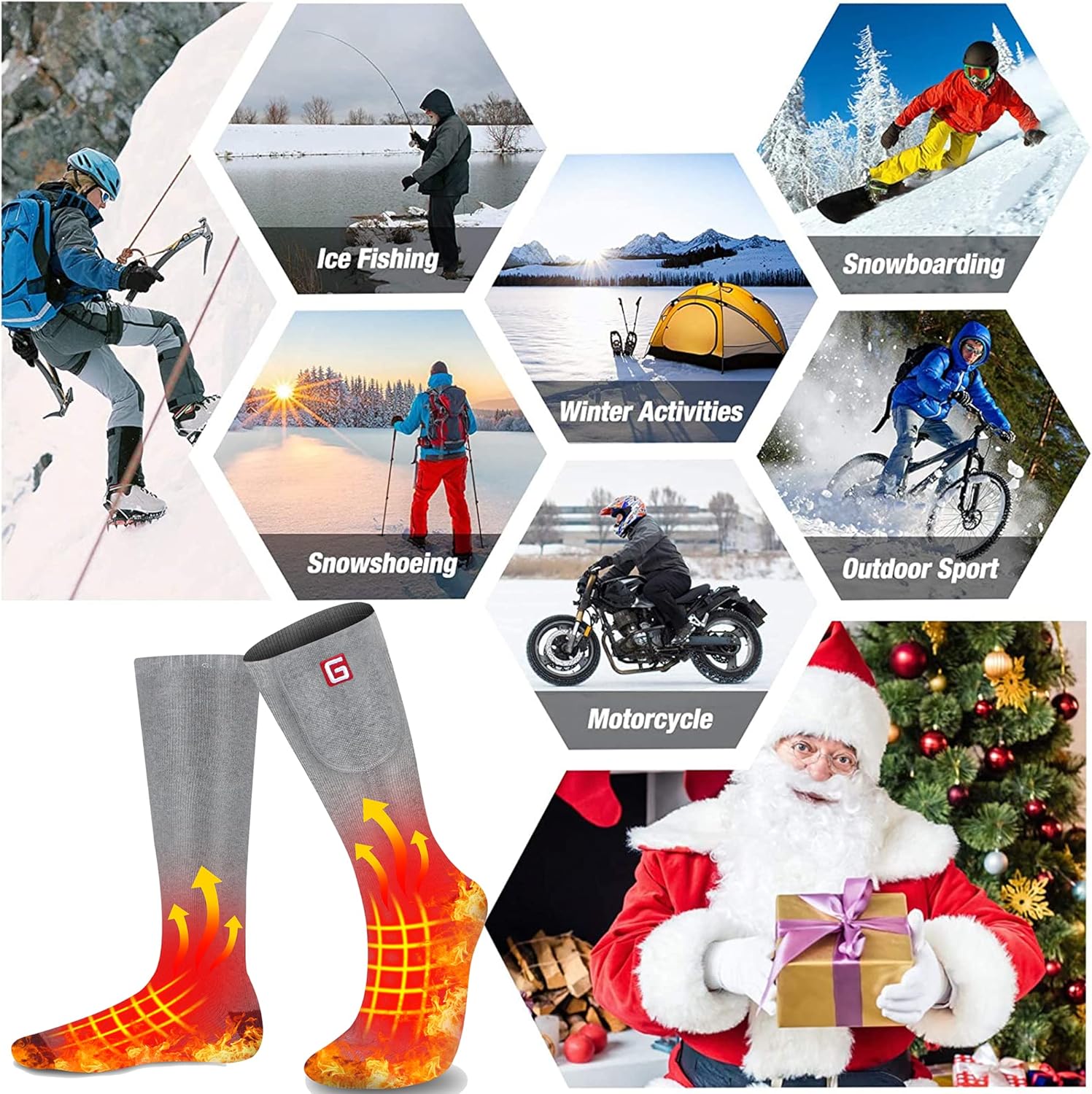 Rabbitroom Heated Socks for Men Women,Rechargeable Electric Battery Powered with 3 Levels Setting,Winter Thermal Insulated Socks for Chilly Feet,Novelty Sports Outdoor Sox for Hunting Skiing Hiking - Image 7